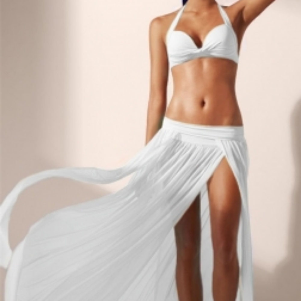 White Elegant Mesh Maxi Skirt Cool Beachwear